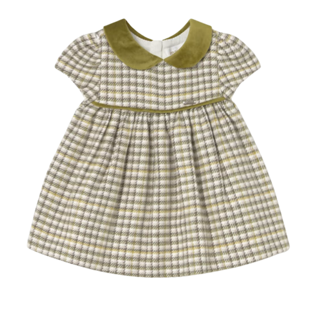 Girl's Plaid Dress-Olive