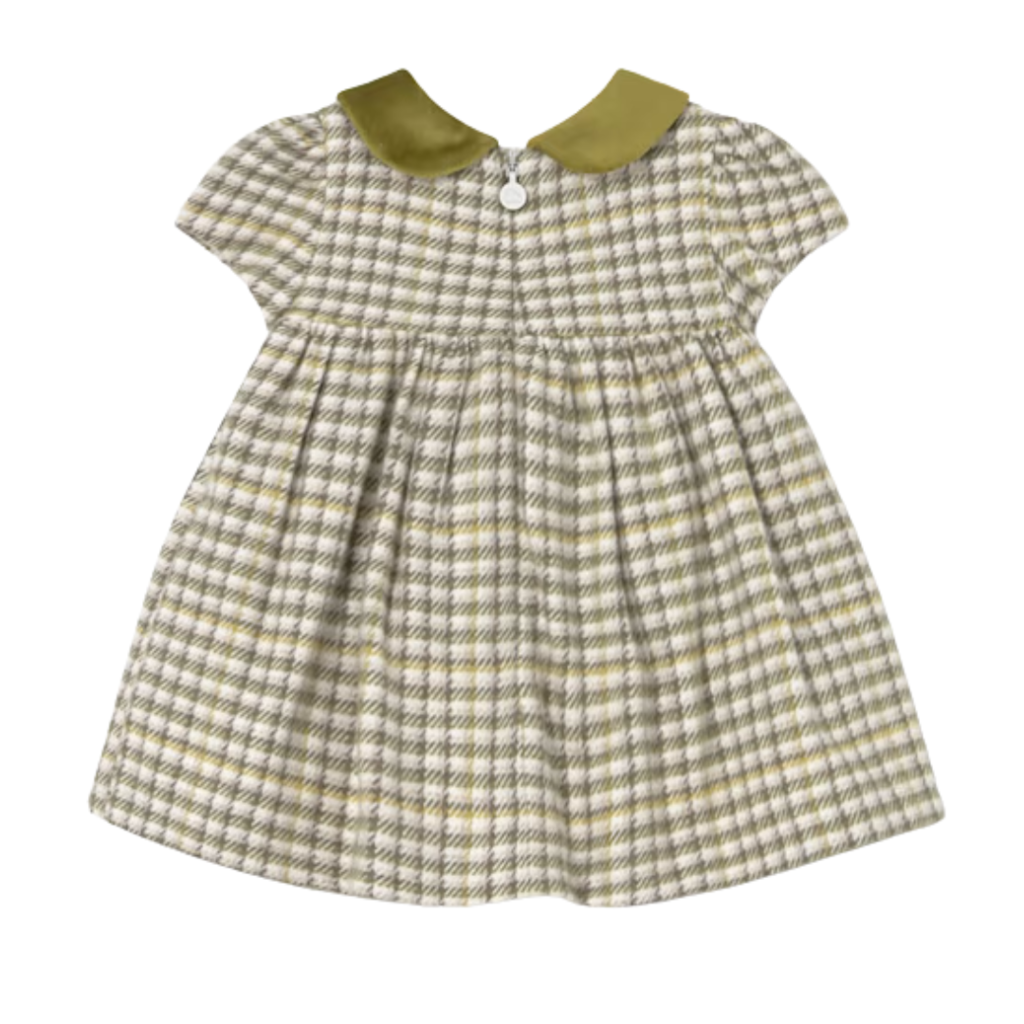 Girl's Plaid Dress-Olive
