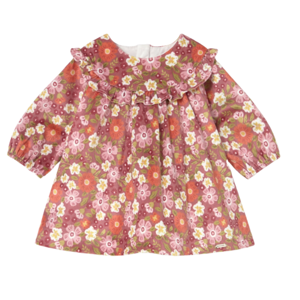 Girl's Printed Velvet Dress-Blush