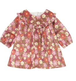 Girl's Printed Velvet Dress-Blush
