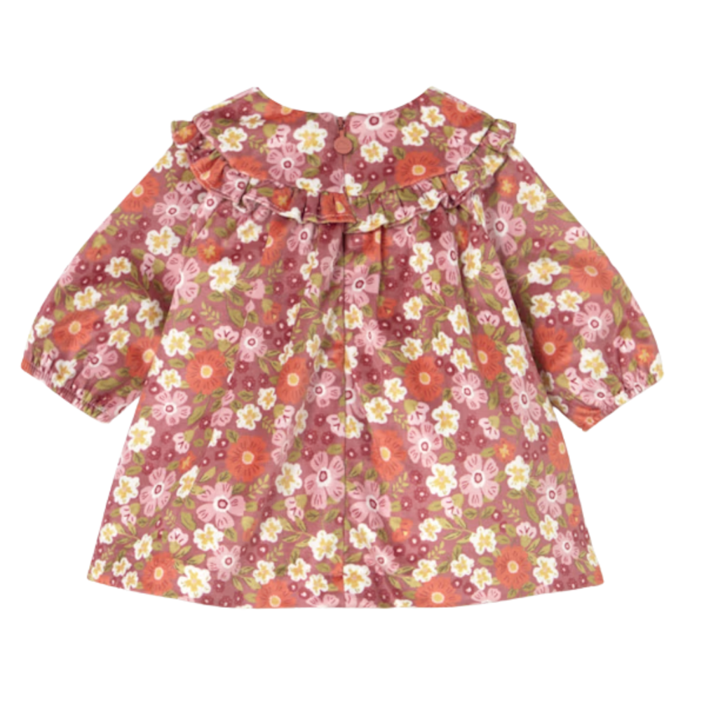 Girl's Printed Velvet Dress-Blush