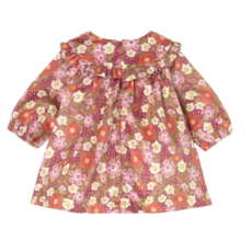 Girl's Printed Velvet Dress-Blush