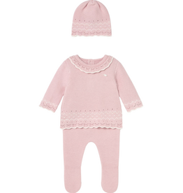Girl's LS Knit Top w/Leg Warmer & Hat Set-Crystal