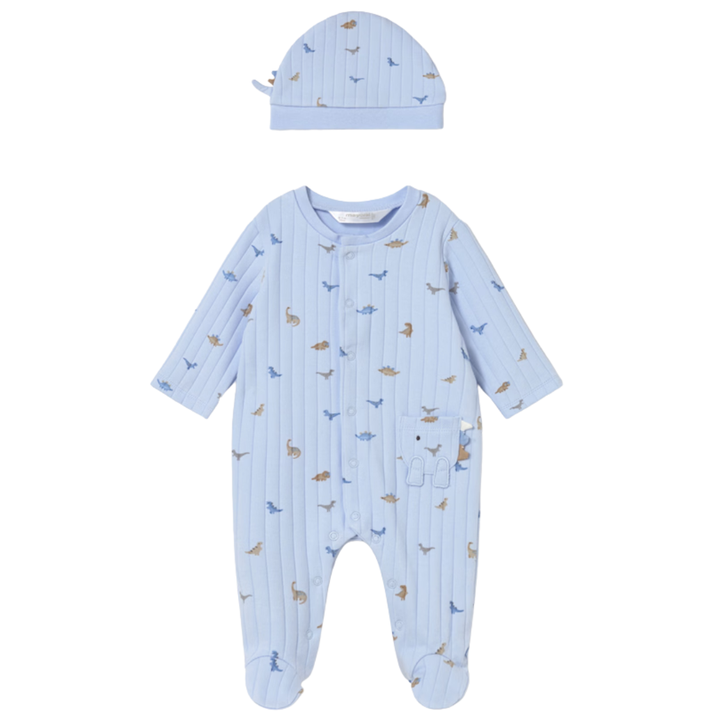 Boy's Sky Blue Dino Footie w/Hat