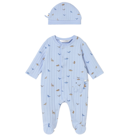 Boy's Sky Blue Dino Footie w/Hat