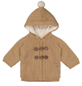 Boy's Knit Hooded Cardigan-Toffee