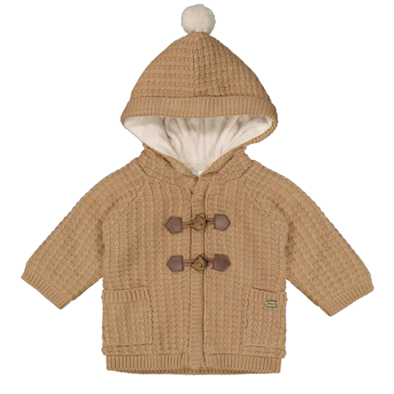 Boy's Knit Hooded Cardigan-Toffee