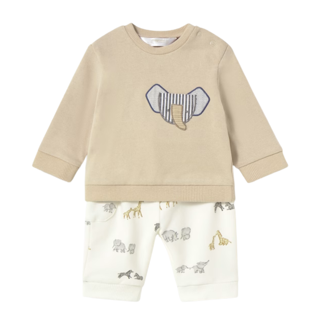 Boy's LS Animal Knit Top w/Ivory Print Pants