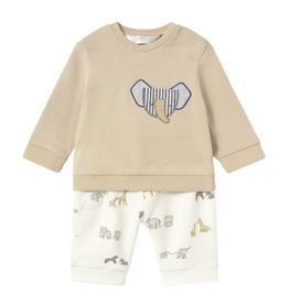 Boy's LS Animal Knit Top w/Ivory Print Pants