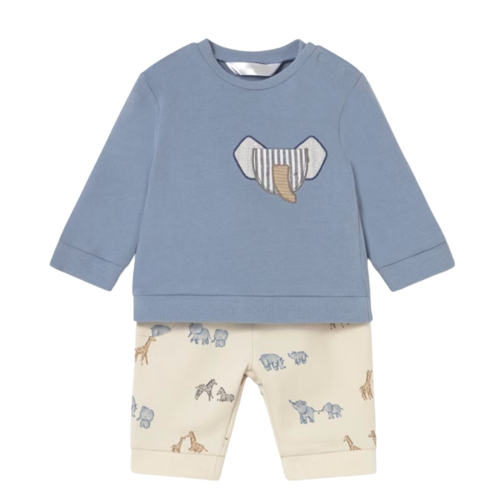 Boy's LS Animal Knit Top w/Khaki Print Pants