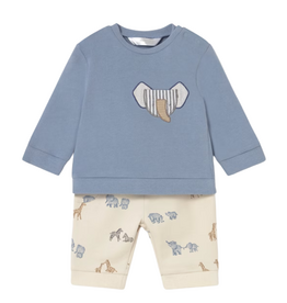 Boy's LS Animal Knit Top w/Khaki Print Pants