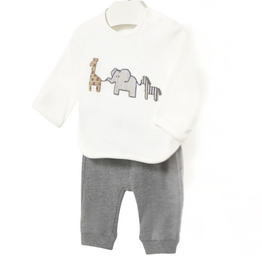 Boy's LS Animal Knit Top w/Gray Pants