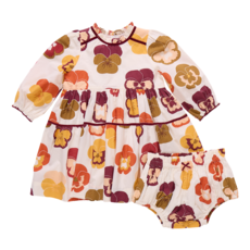 PINK CHICKEN baby girls charlie dress set - autumn pansies