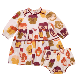 PINK CHICKEN baby girls charlie dress set - autumn pansies