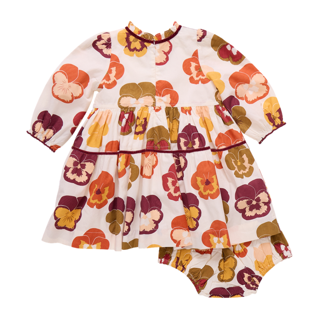 PINK CHICKEN baby girls charlie dress set - autumn pansies