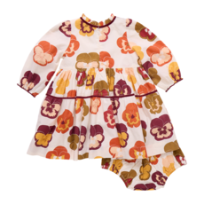 PINK CHICKEN baby girls charlie dress set - autumn pansies