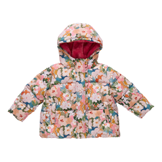 PINK CHICKEN girls ruffle pete puffer - watercolor floral