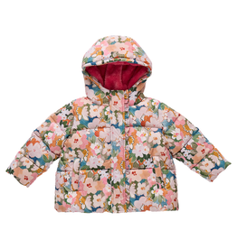PINK CHICKEN girls ruffle pete puffer - watercolor floral