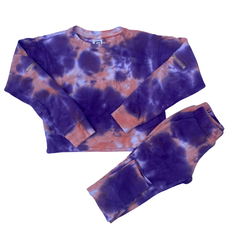 ERGE GIRL'S LS TIE DYED TOP W/JOGGER-LAVA