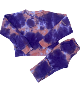ERGE GIRL'S LS TIE DYED TOP W/JOGGER-LAVA