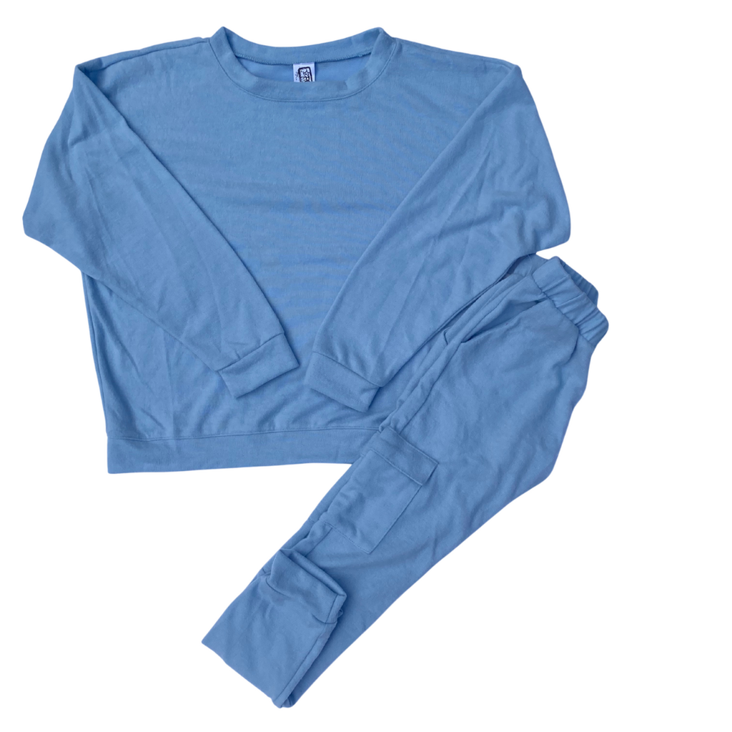 ERGE GIRL'S LS CHENELLE TOP W/CARGO PANTS-BLUE