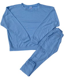 ERGE GIRL'S LS CHENELLE TOP W/CARGO PANTS-BLUE