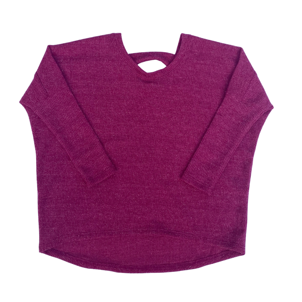 ERGE GIRL'S LS RIB SWEATER-MAGENTA