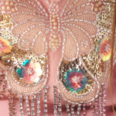 ROCKWILDE PINK HOODIE W/BUTTERFLY PATCH W/BEAD FRINGE