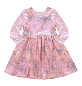 PINK CHICKEN girls lame steph dress - pink spider web