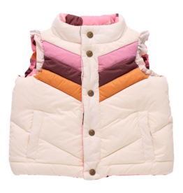 PINK CHICKEN girls reversible ruffle ellis vest - cream stripe