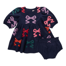 PINK CHICKEN baby girls brooke dress set - multi bow applique