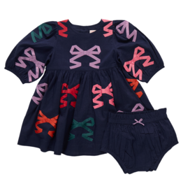 PINK CHICKEN baby girls brooke dress set - multi bow applique