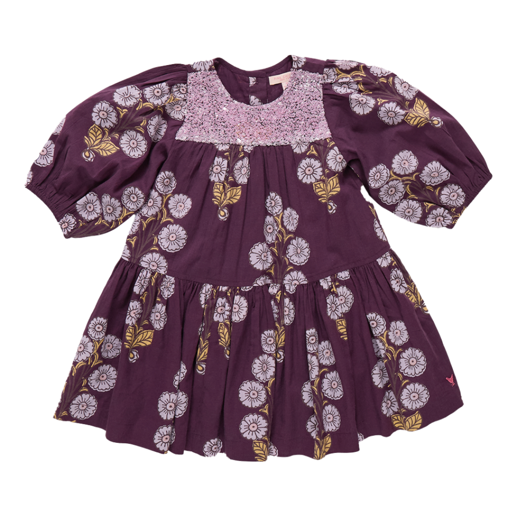 PINK CHICKEN girls fiona dress - plum buttercup floral