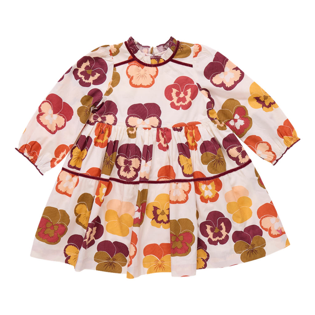 PINK CHICKEN girls charlie dress - autumn pansies