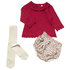 Girl's LS Red Top w/Cherry Bottoms/Tights