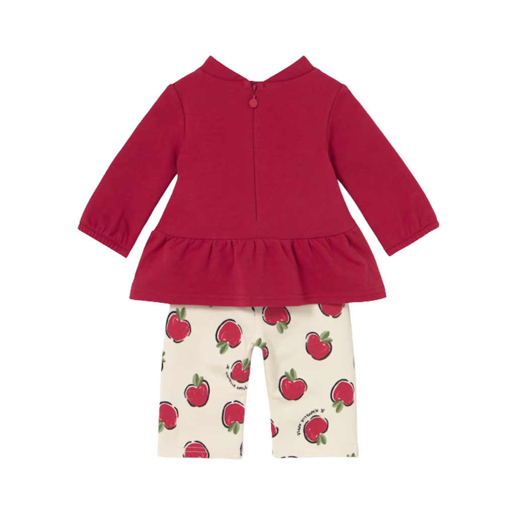 Girl's LS Red Top w/Pants-Apples