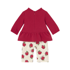 Girl's LS Red Top w/Pants-Apples