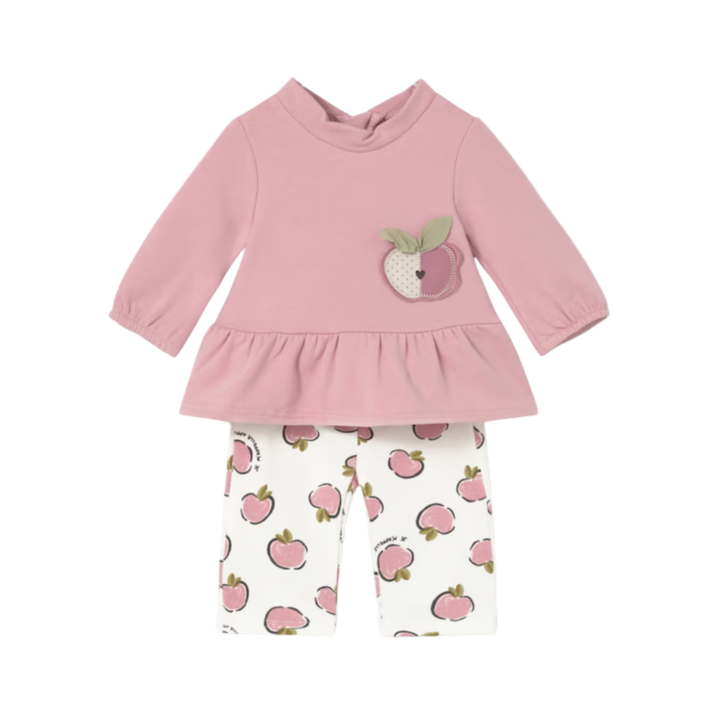 Girl's LS Pink Top w/Pants-Apples