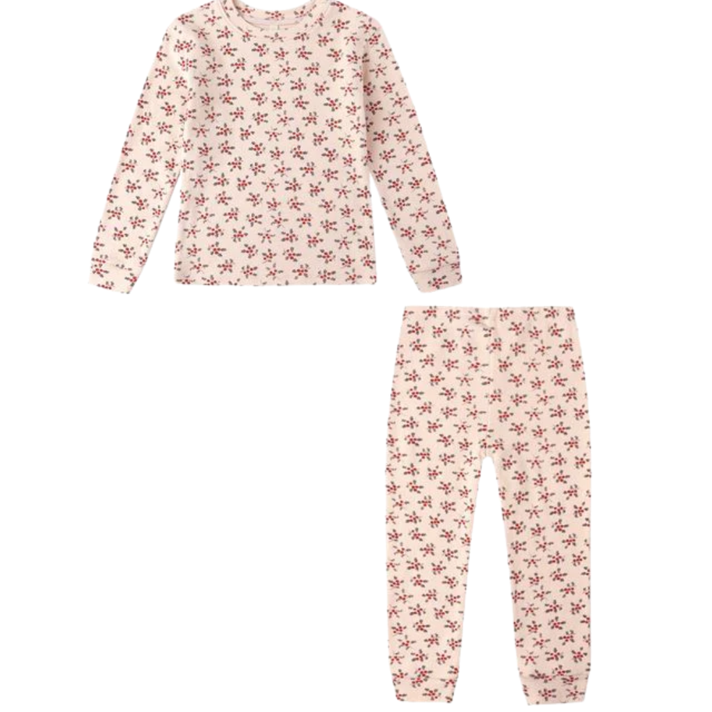 Rylee + Cru Inc. ORGANIC LONG SLEEVE PAJAMA SET || HOLLY BERRY