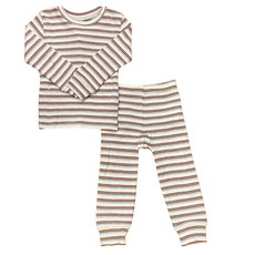 Rylee + Cru Inc. ORGANIC LONG SLEEVE PAJAMA SET || HOLIDAY STRIPE
