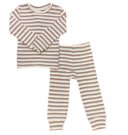 Rylee + Cru Inc. ORGANIC LONG SLEEVE PAJAMA SET || HOLIDAY STRIPE