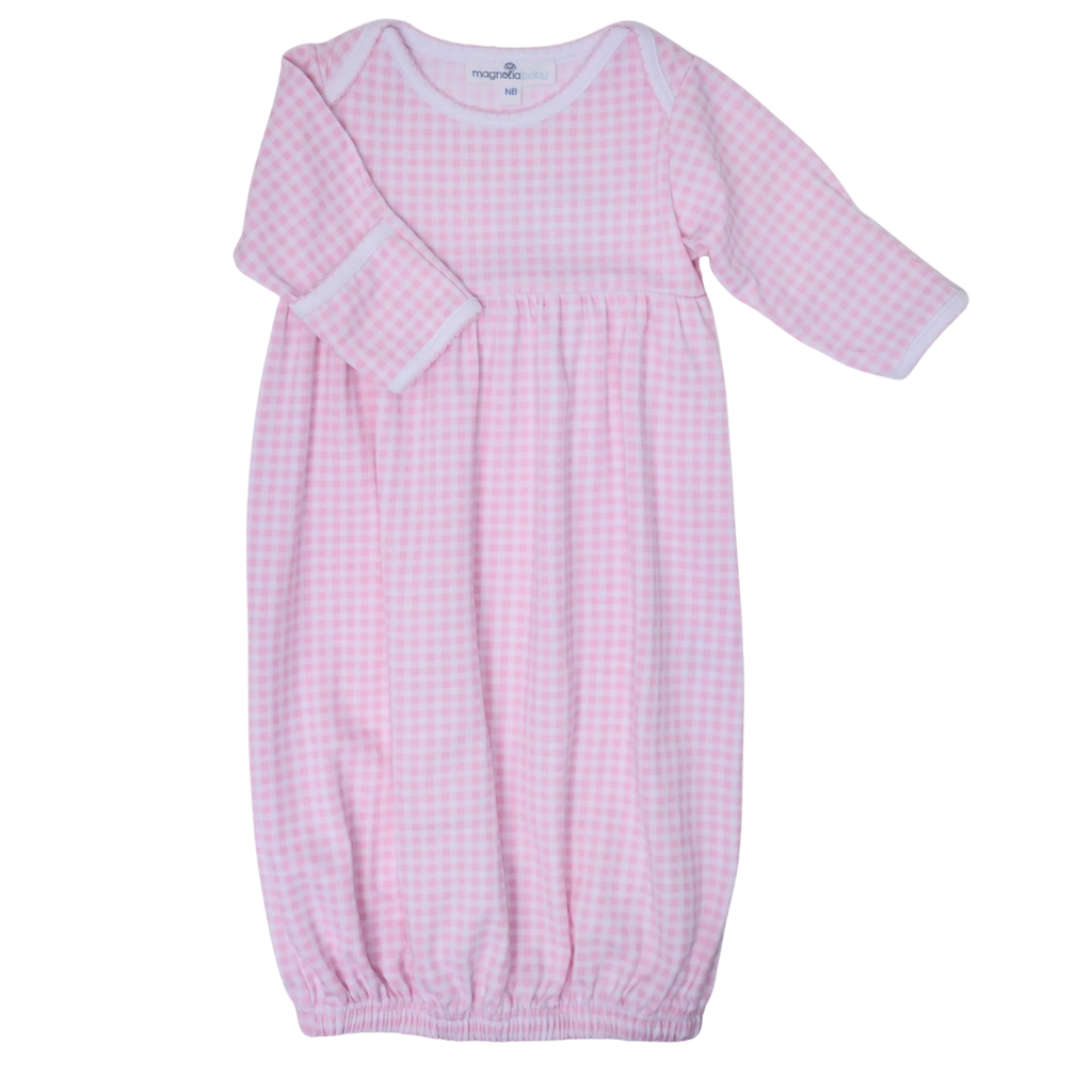 MAGNOLIA BABY MINI CHECKS GATHERED GOWN