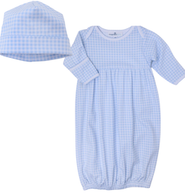 MAGNOLIA BABY MINI CHECKS GATHERED GOWN W/HAT