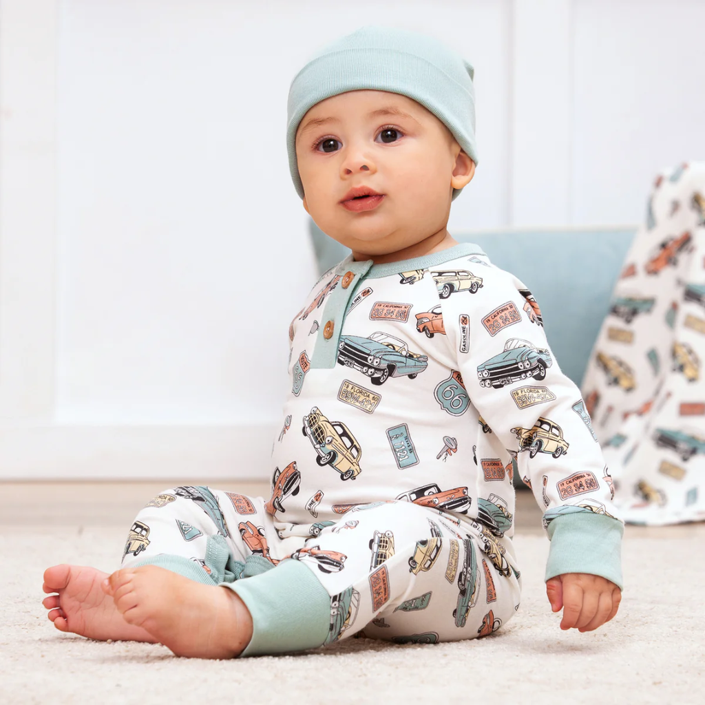 TESA BABE BOY'S ROUTE 66 HENLEY ROMPER