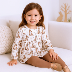 TESA BABE GIRL'S LS FOXY GARDEN TOP W/LEGGINGS