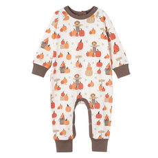 TESA BABE BOY'S PUMPKIN PATCH CREWNECK ROMPER