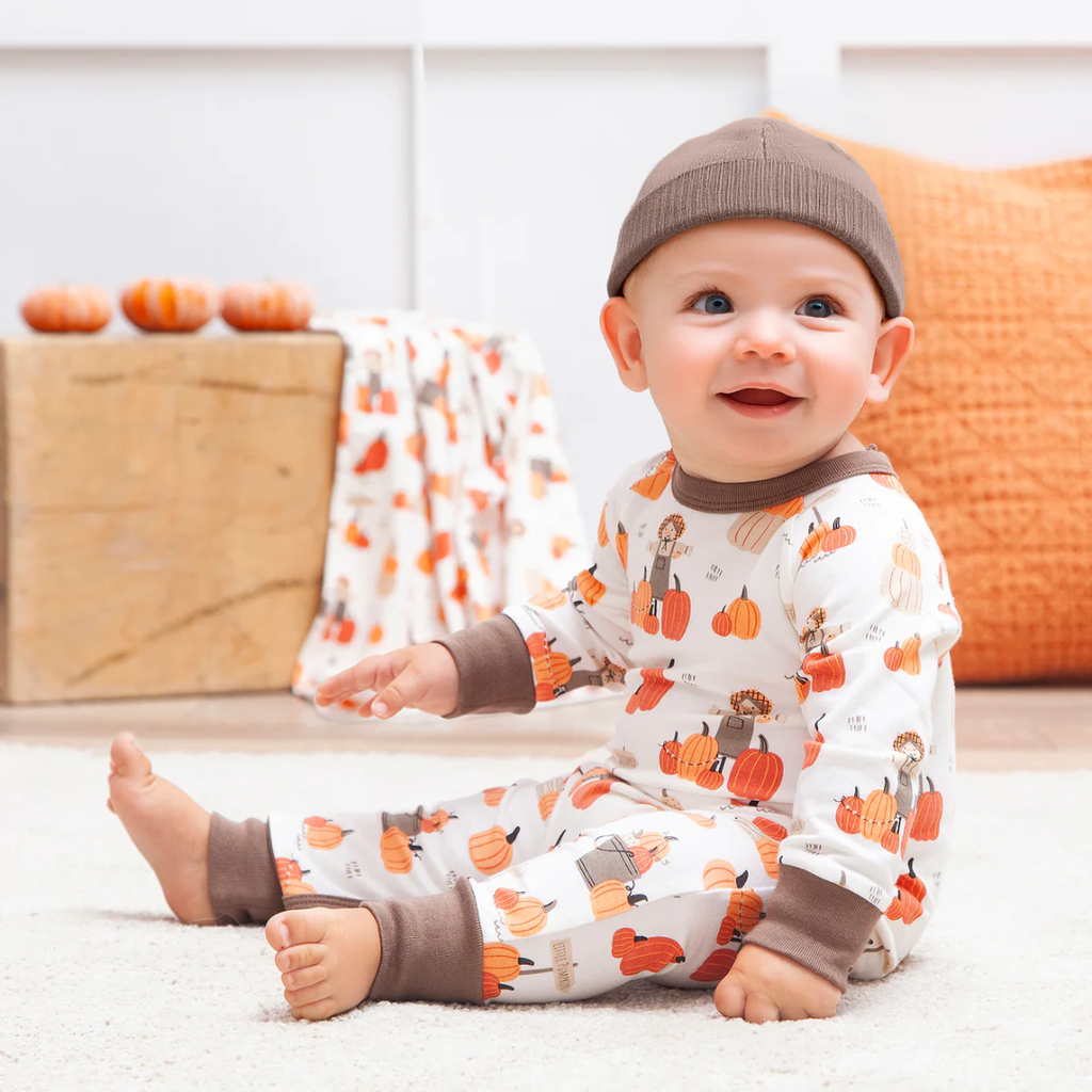 TESA BABE BOY'S PUMPKIN PATCH CREWNECK ROMPER