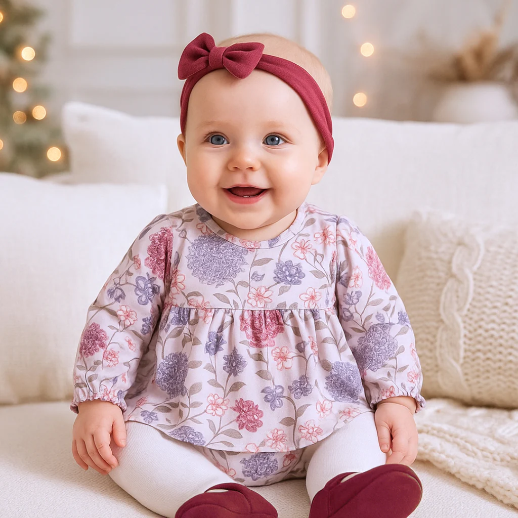 TESA BABE GIRL'S VINTAGE BLOOMS SKIRTED BODYSUIT