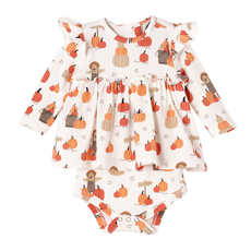 TESA BABE GIRL'S PUMPKIN PATCH SKIRTED BODYSUIT