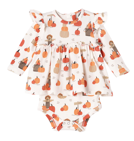 TESA BABE GIRL'S PUMPKIN PATCH SKIRTED BODYSUIT